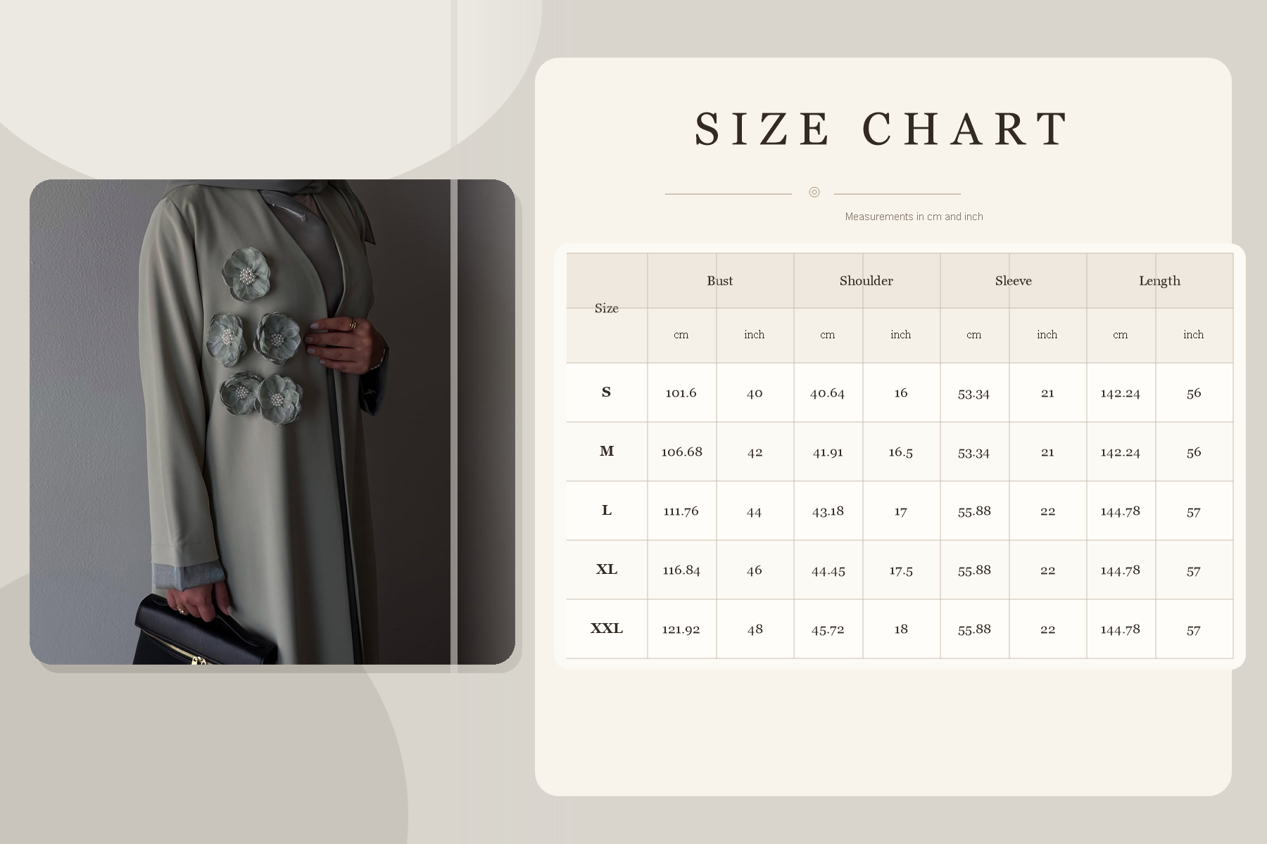 عبای باز تزئین شده با گل Floral Embellished Open Abaya with dimensional flower appliqué details