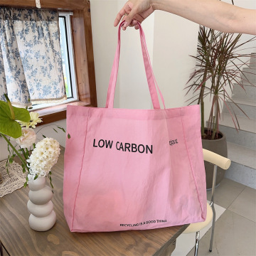 Customized Extra Large Grocery Pink Canvas Cotton Bag