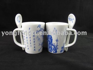 YF18132 ceramic cup with spoon