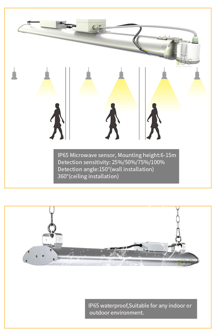 High lumen 160lm IP65 Sensor Emergency Industrial Light 100W 150W LED Low Bay Luminaire