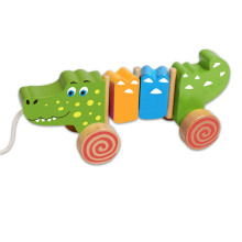 Cute Pull Crocodile Toddler Wooden Toys for Babies and Kids