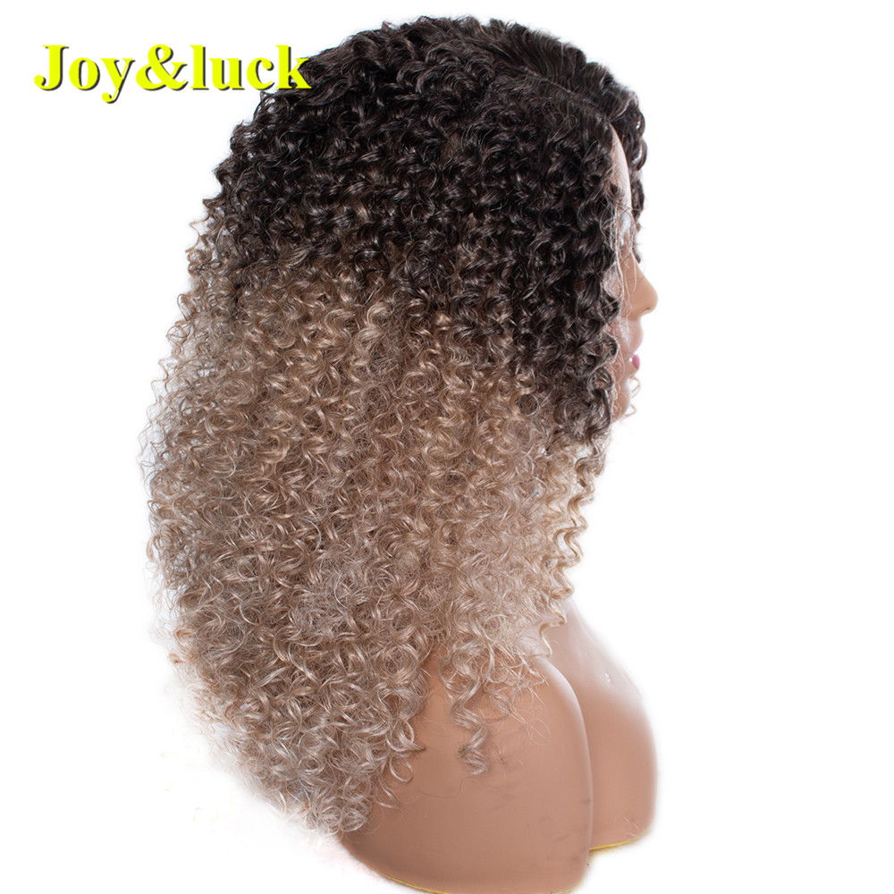 Long Afro Kinky Curly Wigs For Black Women  Black Ombre Blonde Color Natural And Soft Synthetic Hair Wig