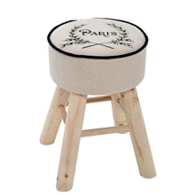 white linen wood stools