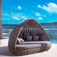 Rattan Garden Furniture Daybed Set: Outdoor Beach Thick Rattan Sofa