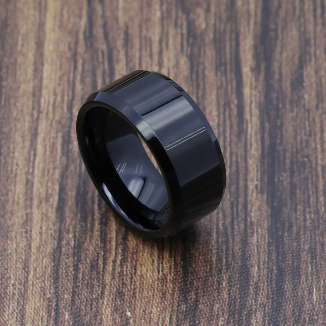 Hot Sale Fashion Full Black Men 12mm Wide Tungsten Carbide Wedding Ring