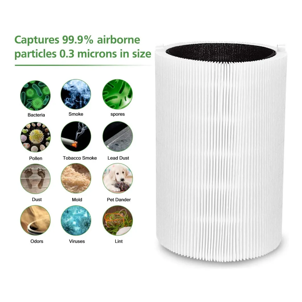 OEM 0.3 Micron Collapsible Particle Disposable Home Air Filter Blue Air 411 HEPA Replacment Filters with Activated Carbon Sponge for Blueair 411 Air Purifier