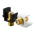 22mm Zinc F connector Keystone Jack, gold plate