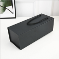 folding black wine glass bottle box with handle