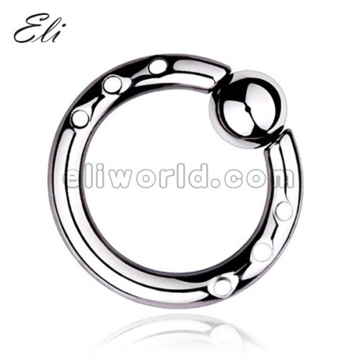 Surgical Steel 316L BALL CLOSURE RING WITH HEMATITE BALL