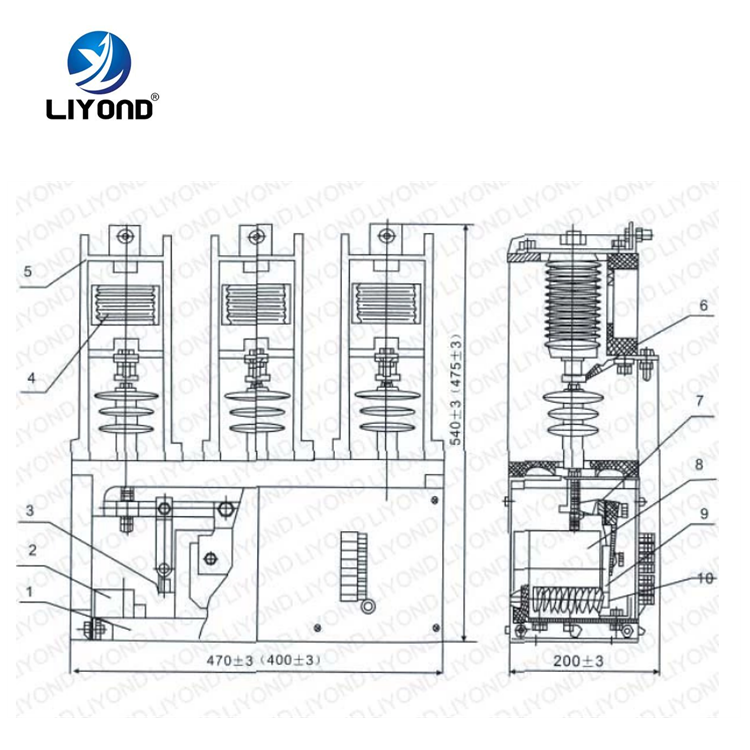 CKG3 7.2kV 12kV AC Single Pole,Three Pole 5P Permanent-Magnet mechanical switch Vacuum Contactor