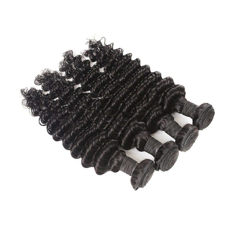 Human Hair Weave Bundles Cuticle Aligned Vendors, 8A Grade Brazilian Hair Deep Wave Style Hair Extensions Bundles