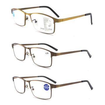 1837 Style Retro Metal Full Frame Reading Glasses with Anti-Blue Light Protection for Computers and Reading
