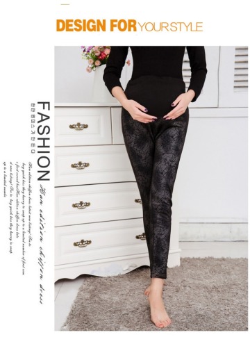 Winter New Fashion Big Pocket Behind Printed Pregnant Women Leggings B9247