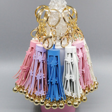 PU Leather Tassel Cute Key Chains Star Fringe With Balls
