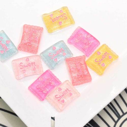 Kawaii Glitter Candy Zuckerförmige Perlen mit flachem Rücken Charms Handmade Craftwork Decor Cabochon Phone Shell Decor