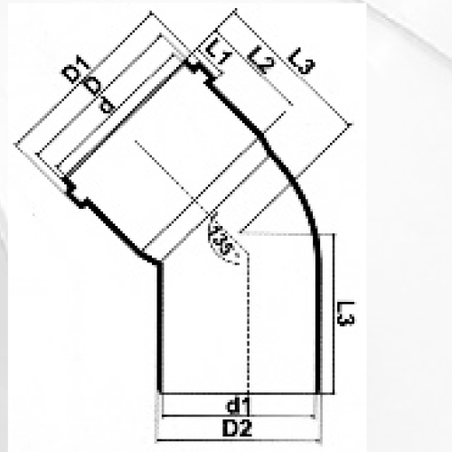 BS5255 / 4514 الصرف Upvc الكوع 45 درجة حنفية مطاطية اللون الرمادي