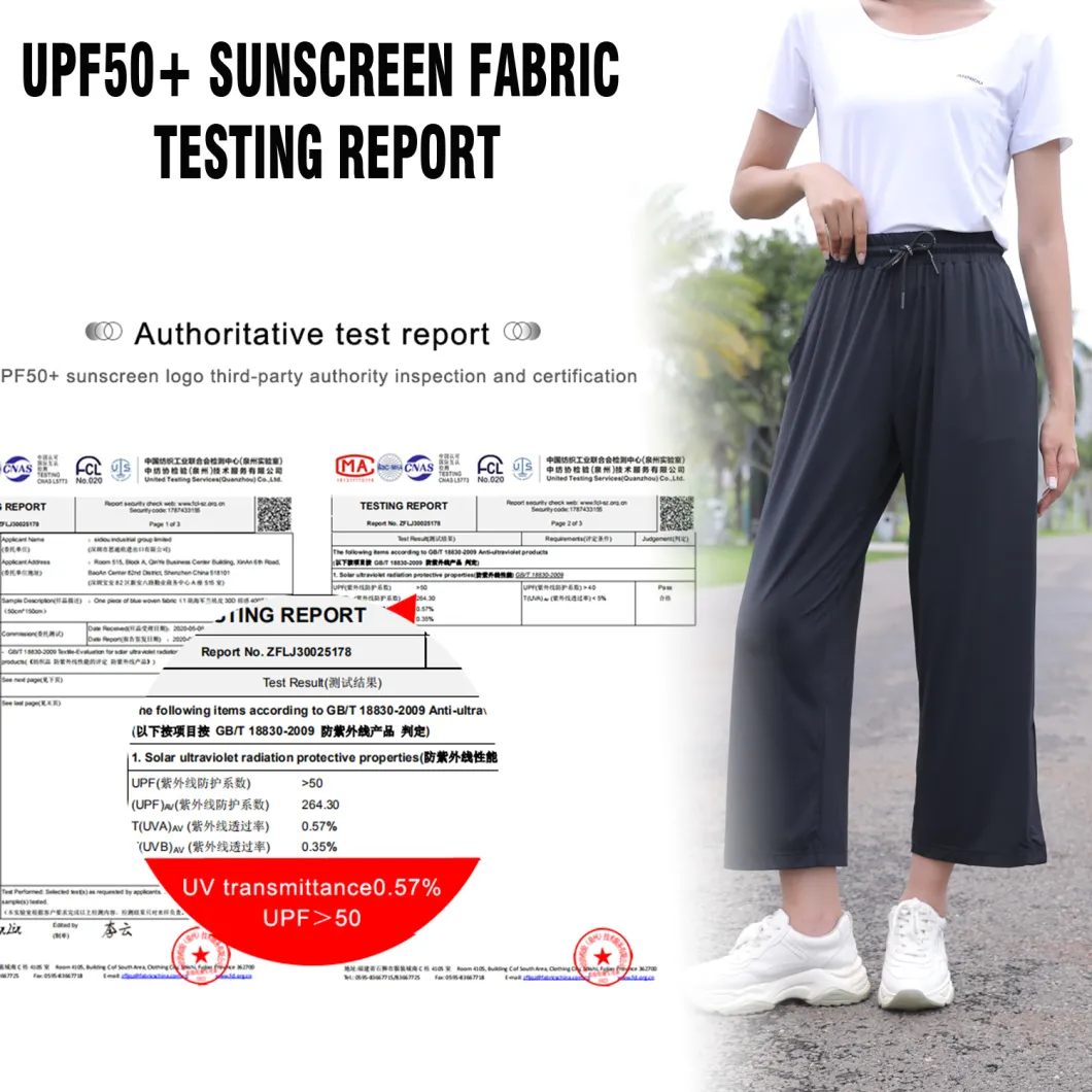 Upf50+ Anti-Ultraviolet Wide-Leg Cropped Ladies Quick Drying Pants