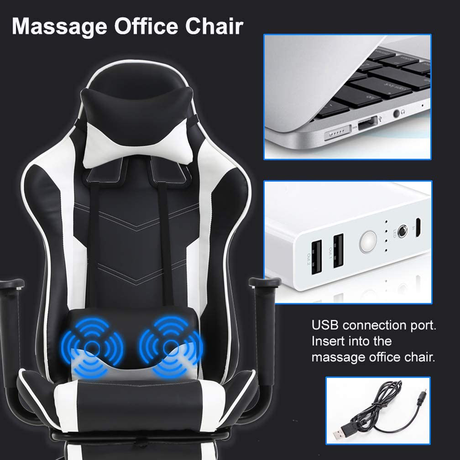 Hot Sales Gaming Chair Luxury Computer Chair Rolling Swivel Massage Office Chair With Lumbar Support Footrest for Work