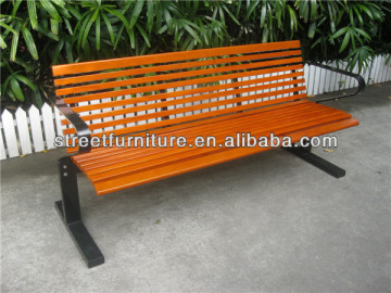 Wooden slats garden bench with steel bench brackets outdoor hardwood furniture