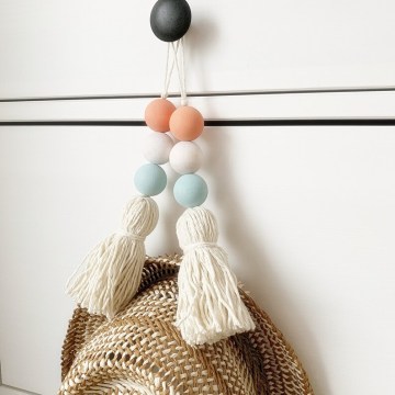 Boho Farmhouse Decor: Wooden Bead Door Knob and Hanger Tassels