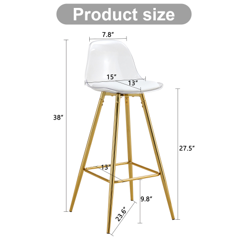 мяккія барныя крэслы4 - выгляд зверху на сядзенне Aibike upholstered bar chair top view showing compact footprint and smooth acrylic surface