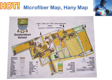 Cusotmized Weatherproof And Sharp High Resolution Print Microfiber Map / Handy Microfiber Maps