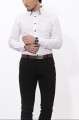 Mannen knop ingedrukt dubbele witte kraag shirt