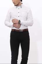 Men's button down double collar white shirt