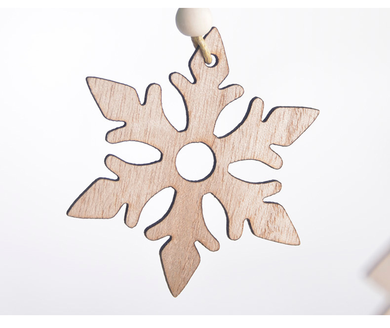 Christmas Decoration Supplies Boxed Wooden Christmas Snowflake Small Pendant Laser Cutting Hollow-out Ornaments