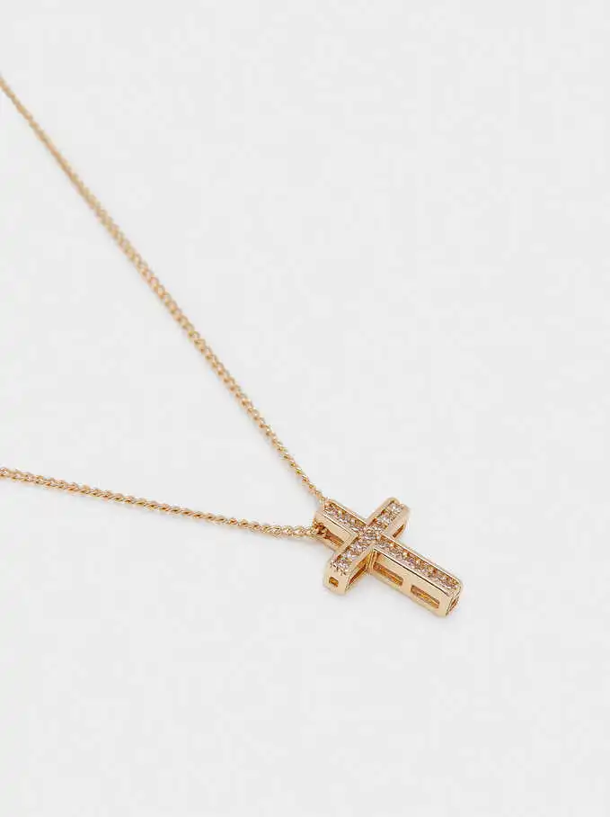 Wholesale Elegant Jewelry Short Cross Necklace with Cubic Zirconia