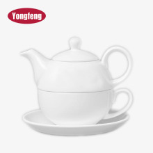 Modern Personalized Ceramic Tea Set - 3pc Teapot, Teacup & Saucer