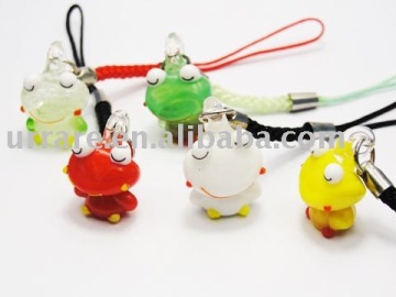 14*21mm Funny Frog Shape Lampwork Glass Charm for Cellphone Decoration