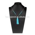 Alibaba gros collier bleu cristal platine en acier inoxydable longue chaîne collier bijoux