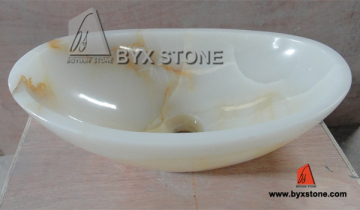 Afghan White Onyx Oval Sink