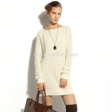 16STC8107 fashion lady boat neck winter long sweater dress