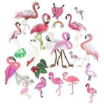 Flamingo aplike yamalar saklama çantası nakışı