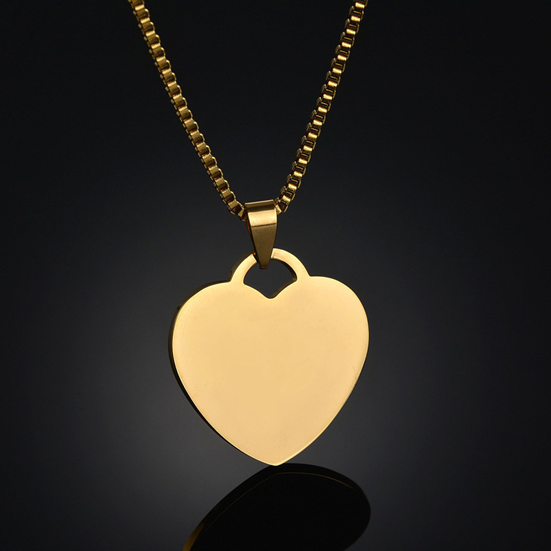 custom necklace gold plated stainless steel heart pendant necklace custom dog tags nameplate necklace