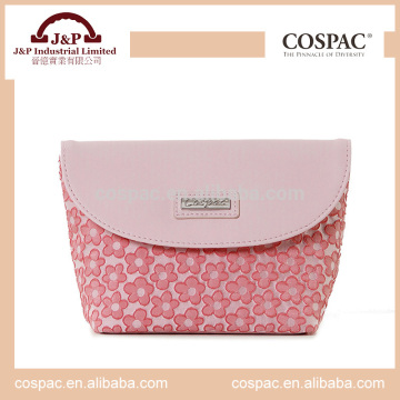 Floral pattern cosmetic bag with magnetic flap cover