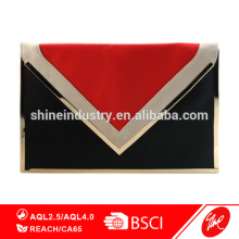 Elaborate V Shape Trio Tone Envelope Clutch