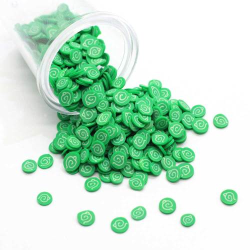 Mini rebanadas de arcilla polimérica suave redondas de polímero al por mayor de 5 mm, rebanadas de arcilla blanda de remolino verde con cuentas de diseño bonito, 500 g / bolsa para bricolaje