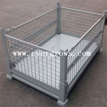 Folding Zinc Plated Industrial Stackable Wire Mesh Storage Cage