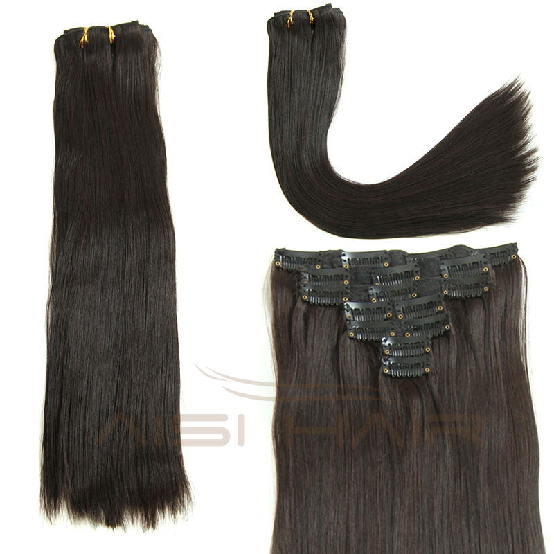 Best Selling Long Silky Straight Wave Hair Pieces Synthetic 16 Clips in Hair Extensions for Women