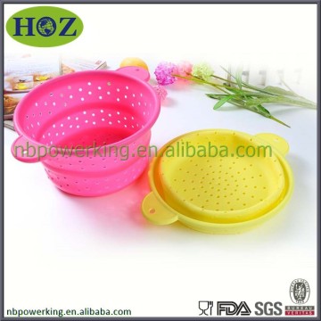 foldable silicone collapsible colander with handle, Collapsible Silicone Colander