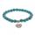 Bracelet de breloques de perles rondes de pierres précieuses turquoise naturelle de 8MM avec coeur en alliage