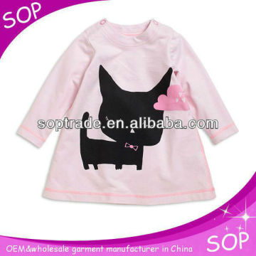 Infant toddler girls dress boutique cotton long sleeve dress baby girls dress designs