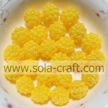 Charm Berry Shape Color Amarillo Cuentas Acrílico Sólido 10MM