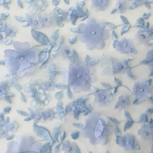 3D Chiffon Laser Cut Embroidery Fabric For Party