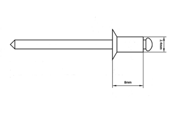 2.4x8.0mm Aluminium/Steel Countersunk blind rivets