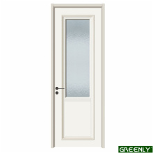 Porta de madeira branca com primer interior com vidro