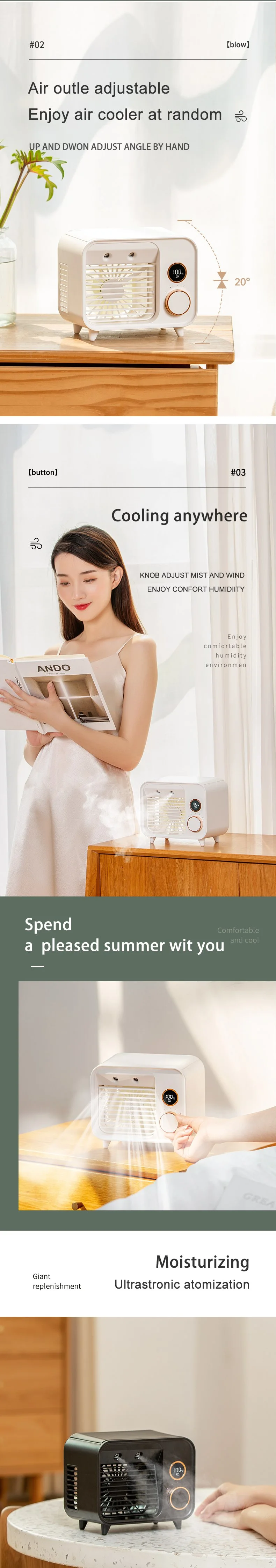 USB Mini Air Conditioner Humidifier Portable Air Conditioning Fan